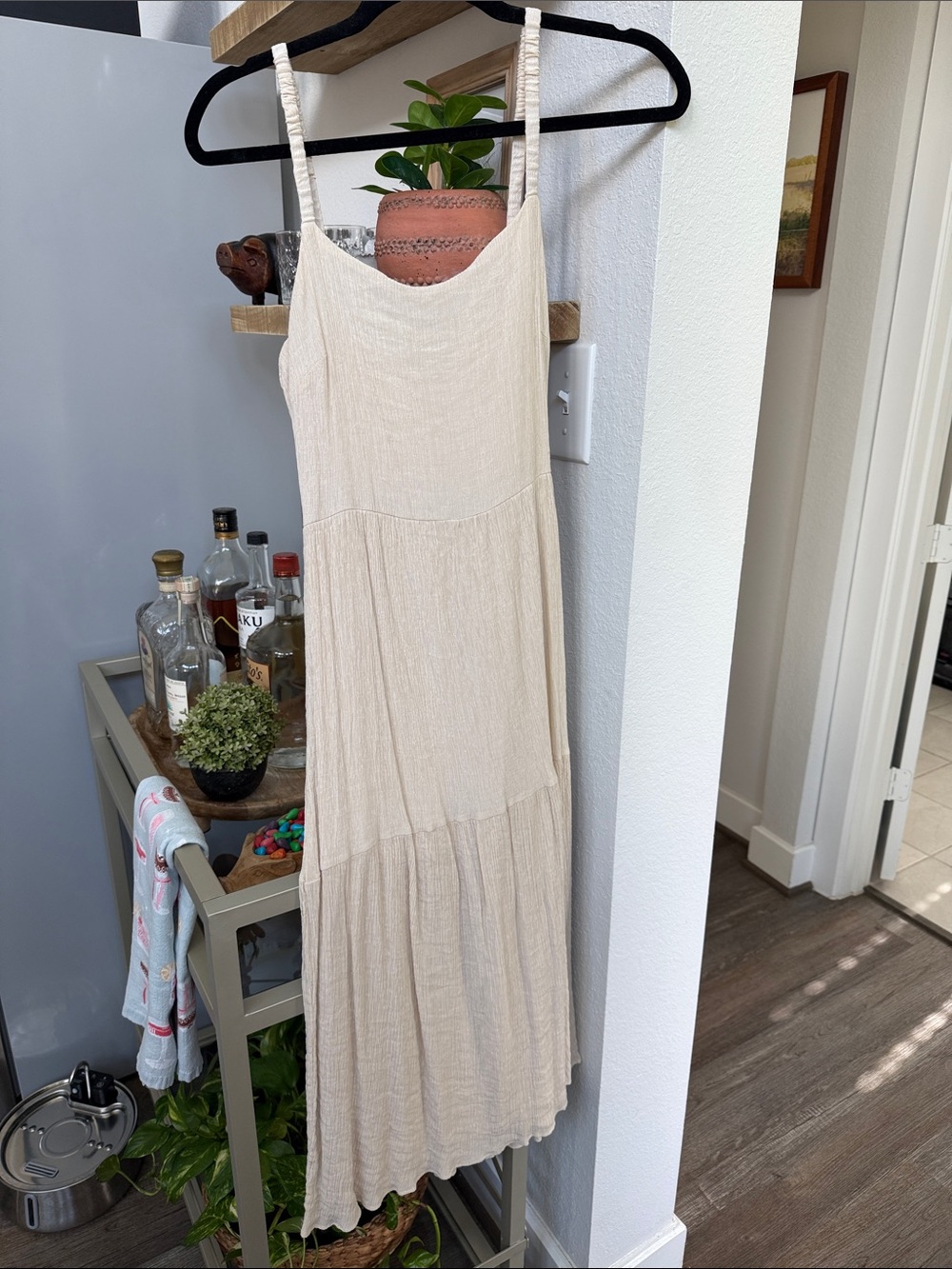 Lush Cream Sleeveless Tiered Maxi Dress